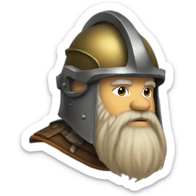 dwarf from adnd with very long beard and a helmet sticker