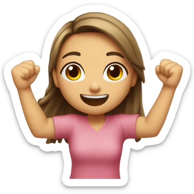 Girl is happy and exited hold her fists up sticker