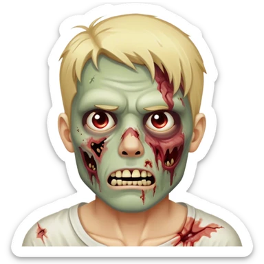 A zombie man with blond hair and injured face sticker