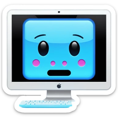 make a computer screen with a error emoji sticker