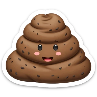 a pile of poop and a rock side by side, simple emoji style sticker
