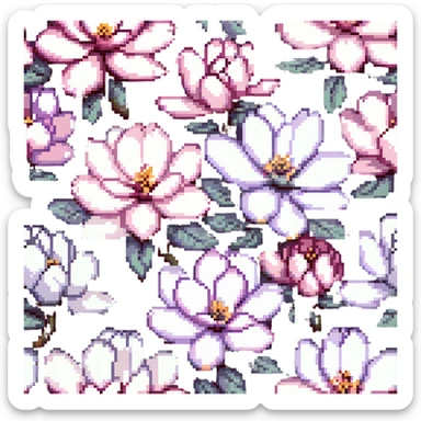 close-up of blooming magnolia flower with soft overlapping petals in shades of white pink and a hint of purple against a blurred natural background sticker