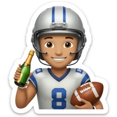 football player with champagne sticker