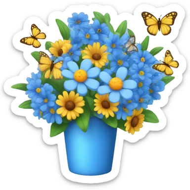 Blue bouquet with butterflies sticker