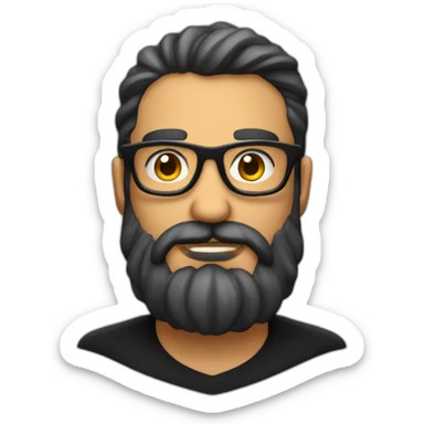 Hombre sin pelo con barba canosa y gafas pasta grandes i negras sticker