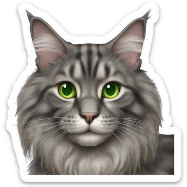 gray maine coon cat green eyes  sticker