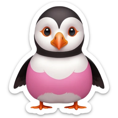 pink puffin thinking thought cloud sticker