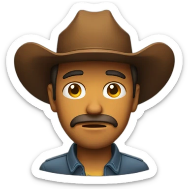 sad cowboy face sticker