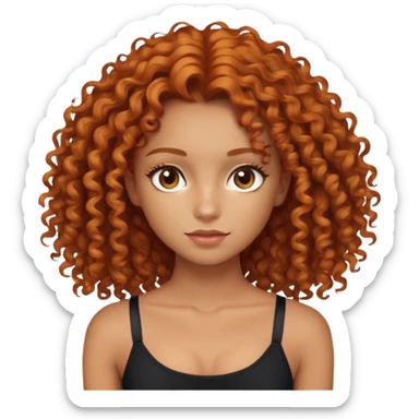 ginger curly or wavy hair brown eyes with crop top girl sticker