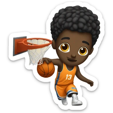 black asian tall boy plays a basketball  sticker