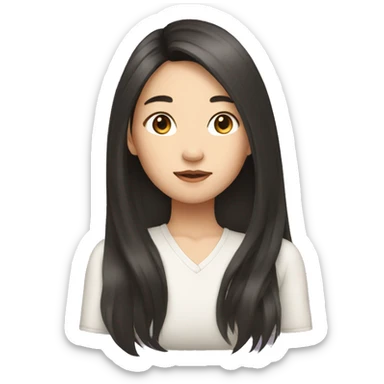 asian girl with long hair sticker