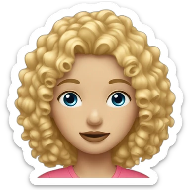 blonde curly hair girl with blue eyes and red itchy under eyes sticker