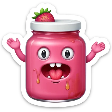 pink runny gooey strawberry jam kawaii fat cake monster  sticker