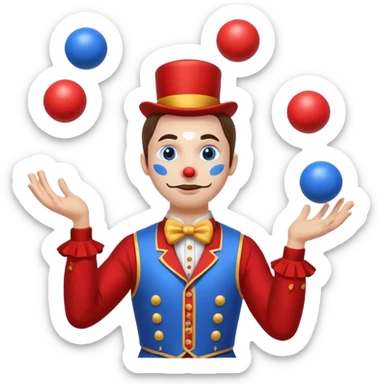 circus juggler juggling balls blue and white and red sticker