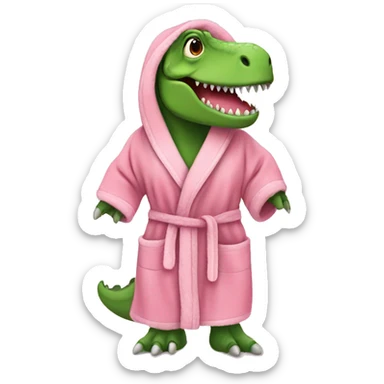 cute t rex wearing a dressing gown and slippers for spa day sticker