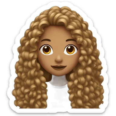 A girl with  long curly hair and wheat skin sticker