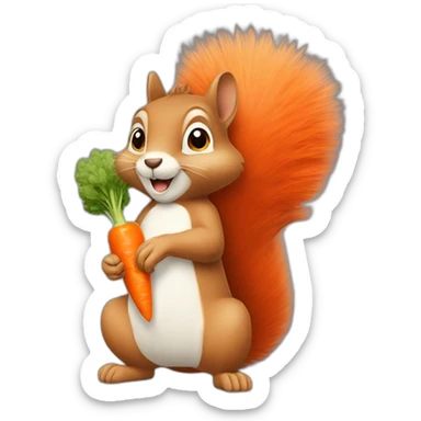 a squirrel holds a carrot in its paws sticker