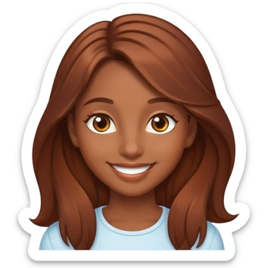 Chica morena de pelo largo cobrizo chocolate de ojos cafés claros y sonrisa linda  sticker