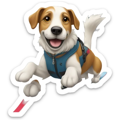 Chien qui fait du ski  sticker