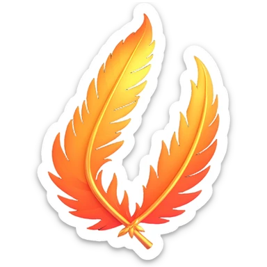 a vibrant phoenix feather, encircled by sparkling embers, fantasy-inspired sticker
