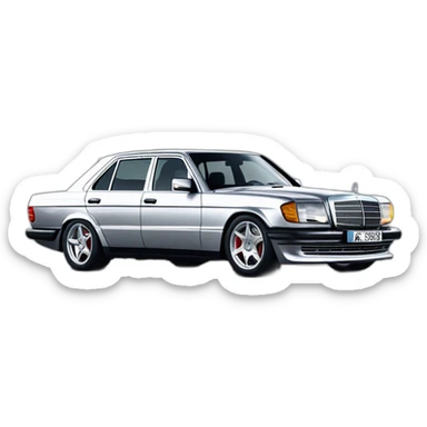 Mercedes SEL AMG 126 with amg body kit and amg aero II monoblock wheels front side angle  sticker