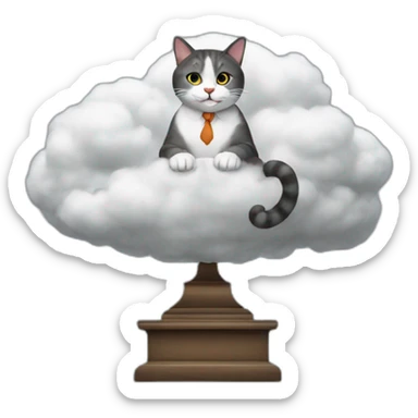 cat secretary sitting on top of the cloud sticker