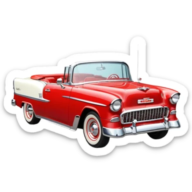 1955 Chevrolet Bel Air Convertible, Red-White color, 32x32 pixels, aspect ratio: 1:1 sticker