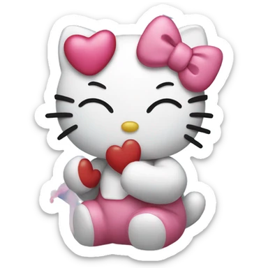 hello kitty blowing a kiss sticker