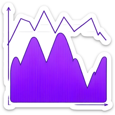 A line graph in the style of a purple Japanese sketch sticker