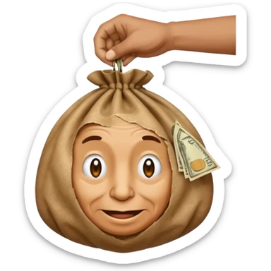 hand holding money bag sticker