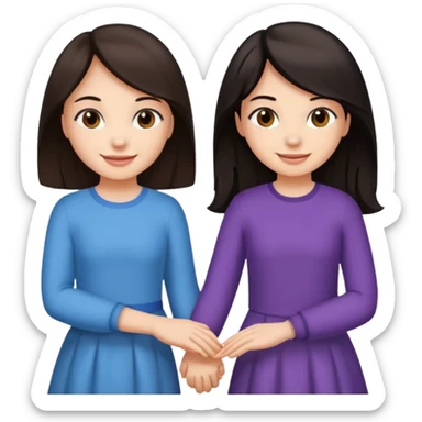 Two friends holding hands girls dark hair sticker