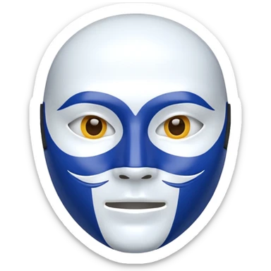 full face mask blue and white on two side one side blue other side white 50/50 sides sticker