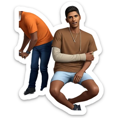 boys hanging out indoors sticker