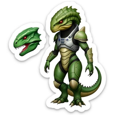krogan alien from Mass Effect, reptilian alien with head plate sticker