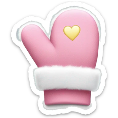 Adorable pink mitten with white fluff on the edge, decorated with a small heart. sticker