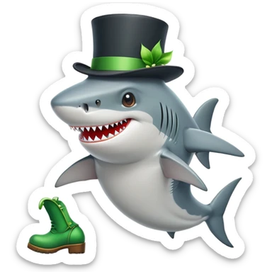 Shark with a top hat and green boots sticker