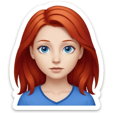 Girl with red hair and blue yes sticker