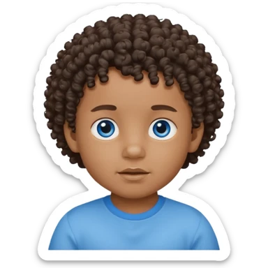 mixed baby boy with curly hair and blue eyes and dark skin sticker