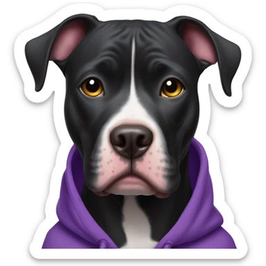Black pitbull with purple hoody
 sticker