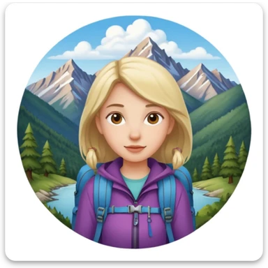 girl back packing mountains background  sticker
