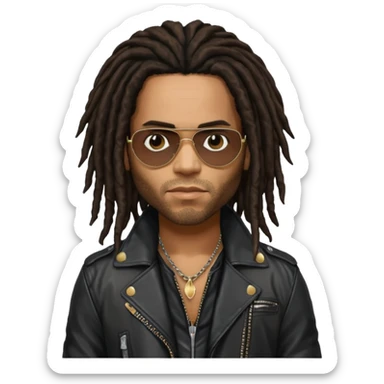 Lenny Kravitz with dark brown long dreadlocks sticker