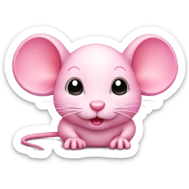 Cute pink mouse sticker