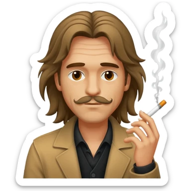 un hombre fumando con greñas  sticker
