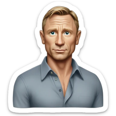 actor daniel craig cartoon wearing shirt sticker