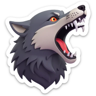 fierce howling wolf with sharp fangs, fully depicted sticker