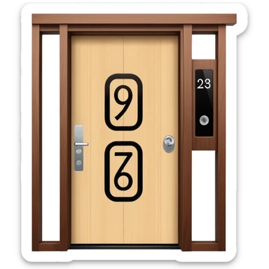 modern villa door number wood Japanese with smart screen lock sticker