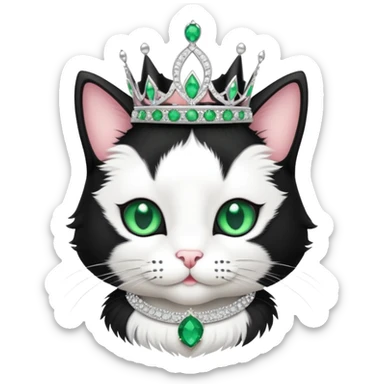 tuxedo cat wearing a tiara sticker