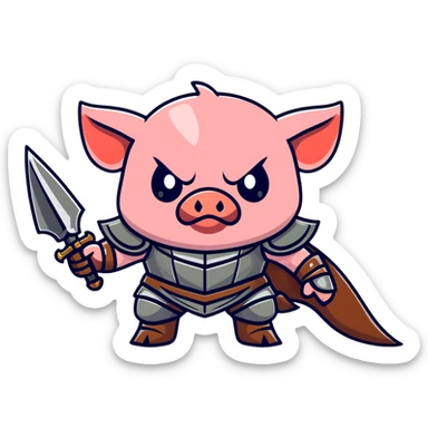 angry Minecraft baby Piglin in leather armor sticker