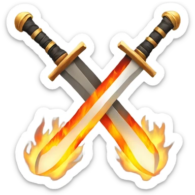 Cross swords on fire  sticker