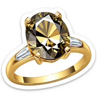 a luxurious gold diamond ring, plain band and large oval diamond stone sticker